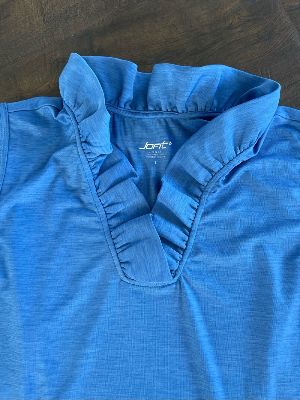 JOFIT Ruffle Collar Sleeveless Performance Golf Tennis Preppy Shirt Size Large - Picture 3 of 9